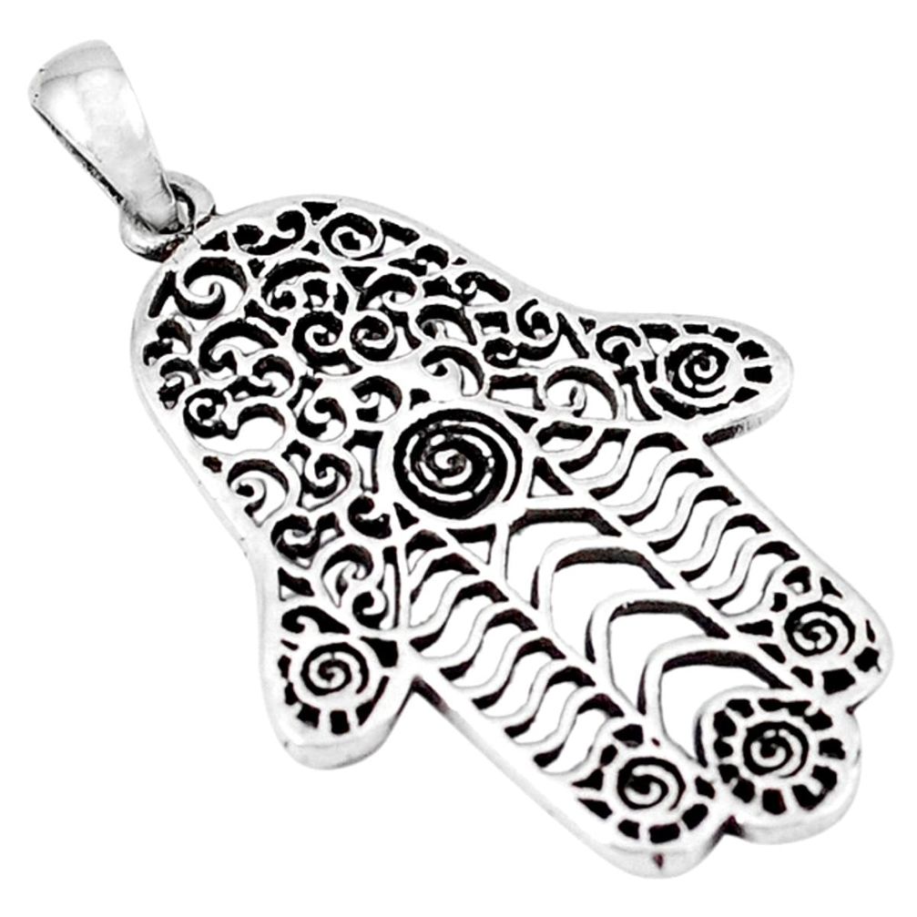 Indonesian bali style solid 925 silver hand of god hamsa pendant jewelry a48021