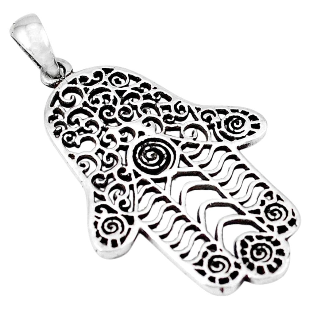 Indonesian bali style solid 925 silver hand of god hamsa pendant jewelry a48026