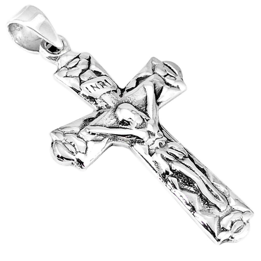 Indonesian bali style solid 925 sterling silver holy cross pendant a48236