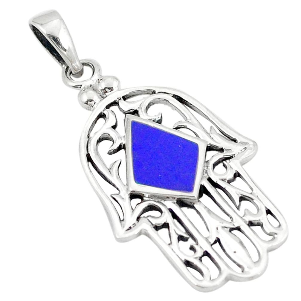 Clearance Sale-Blue lapis lazuli 925 silver hand of god hamsa pendant jewelry a50150