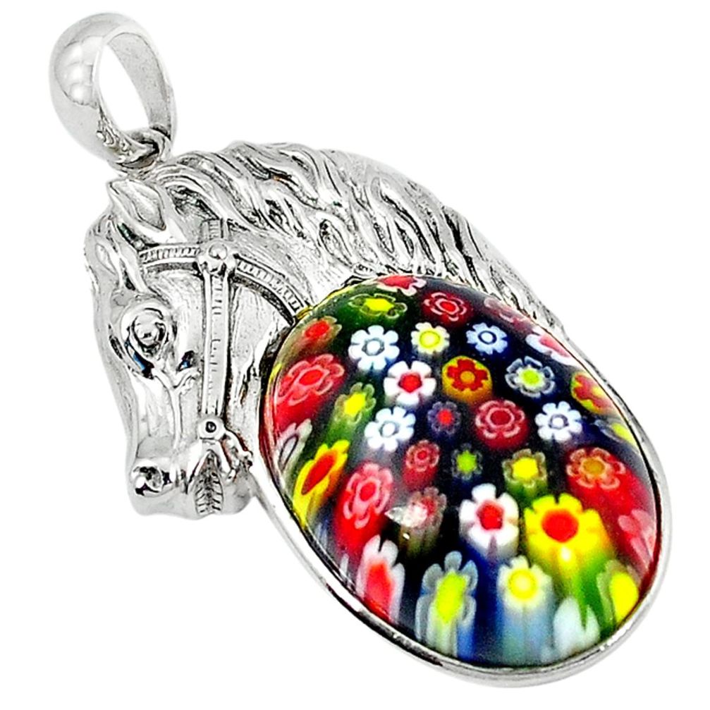 Clearance Sale-Multi color italian murano glass 925 silver horse pendant jewelry a51854