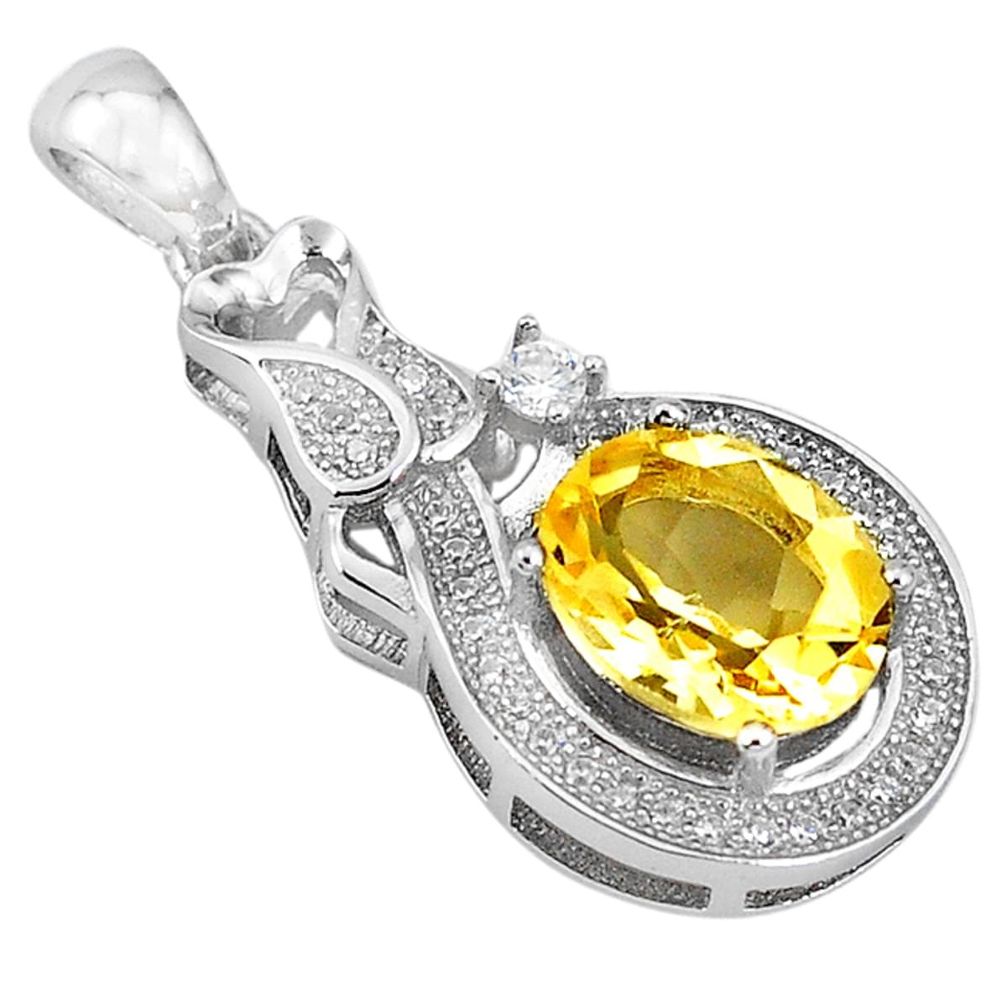 Clearance Sale-Natural yellow citrine topaz 925 sterling silver pendant jewelry a52589