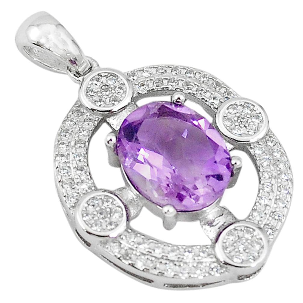 Clearance Sale-Natural purple amethyst topaz 925 sterling silver pendant jewelry a52649