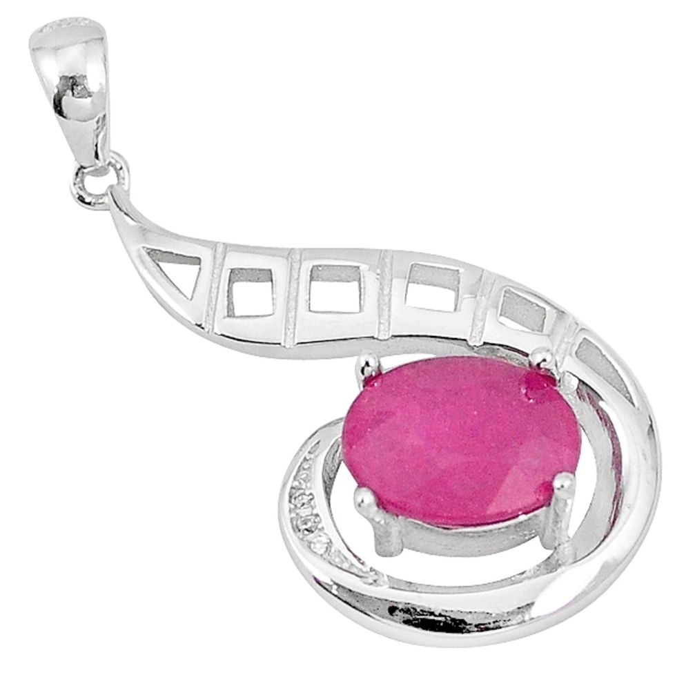 Clearance Sale-Natural red ruby topaz 925 sterling silver pendant jewelry a52869