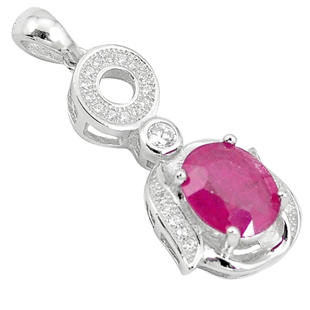 Clearance Sale-Natural red ruby topaz 925 sterling silver pendant jewelry a52907