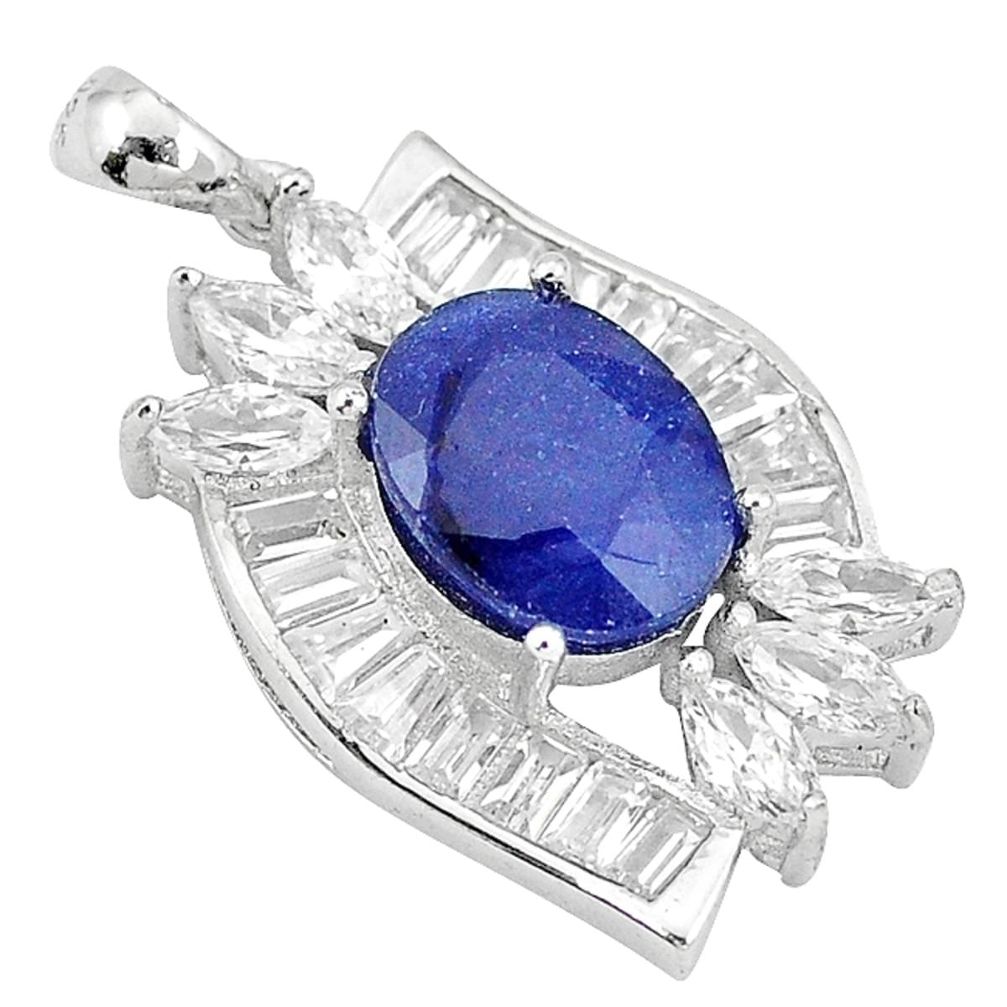 Natural blue sapphire topaz 925 sterling silver pendant jewelry a52919