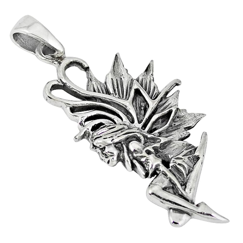 Clearance Sale-925 silver indonesian bali style solid angel wings fairy pendant a53116