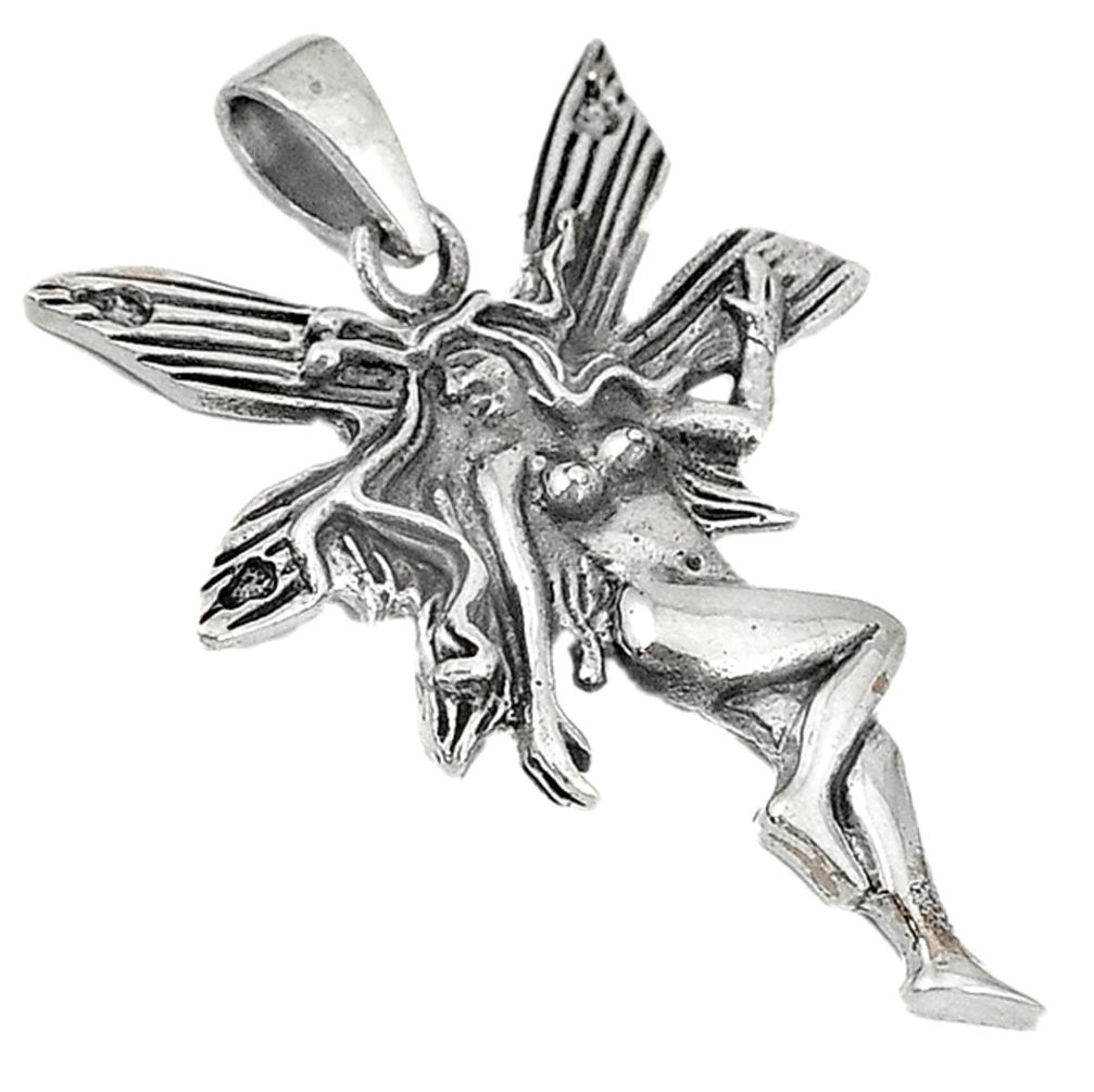 Clearance Sale-Indonesian bali style solid 925 sterling silver angel pendant a53121