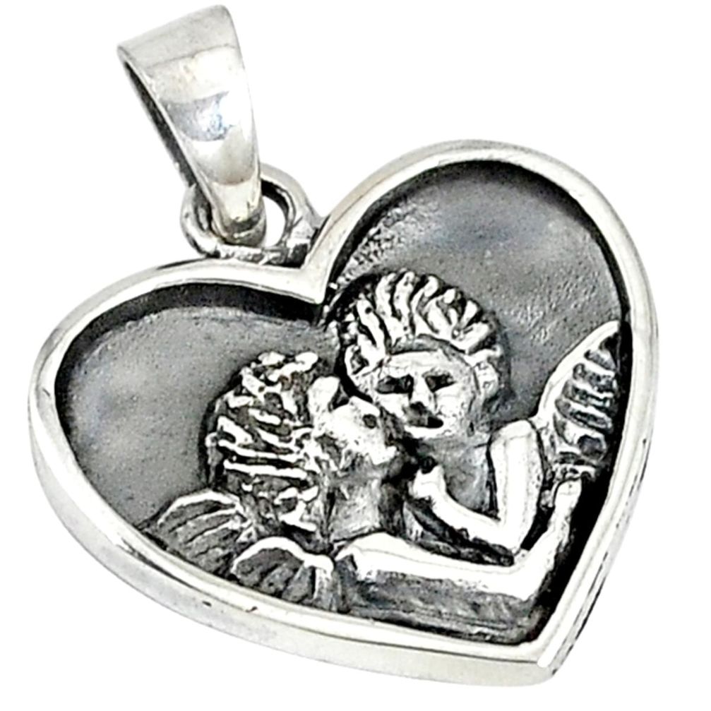 Clearance Sale-Indonesian bali style solid 925 sterling silver love heart pendant a53125