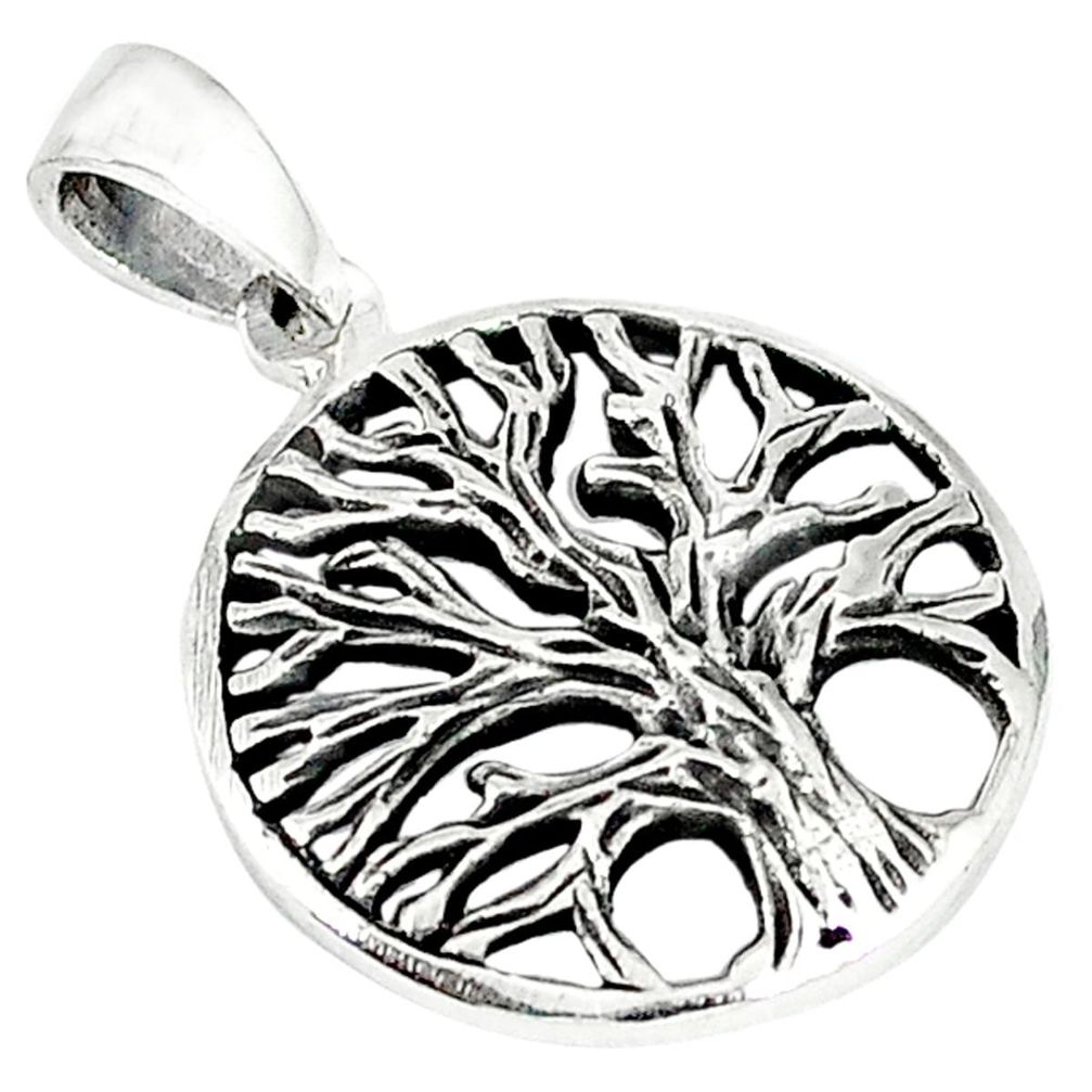 Clearance Sale-Indonesian bali style solid 925 silver tree of life pendant a53137