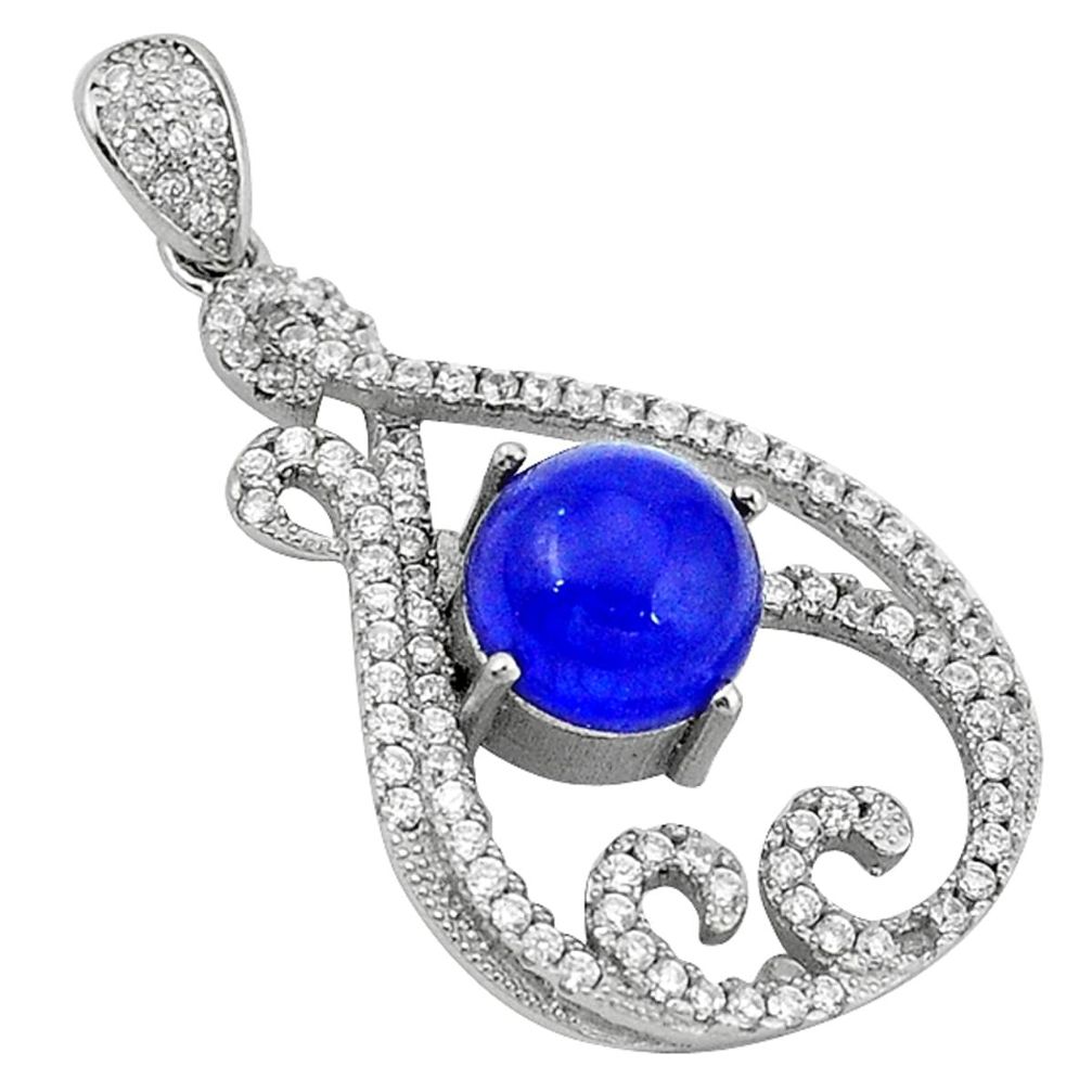 Clearance Sale-925 sterling silver blue sapphire quartz topaz pendant jewelry a53389