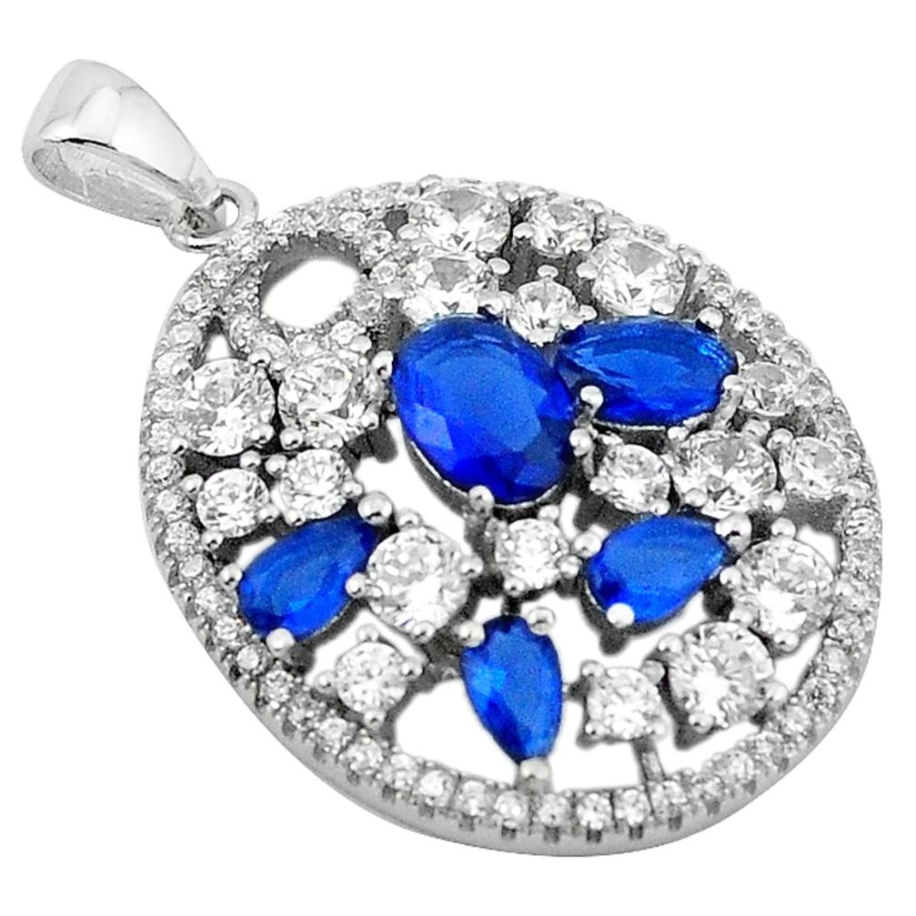 Clearance Sale-Blue sapphire quartz topaz 925 sterling silver pendant jewelry a53442