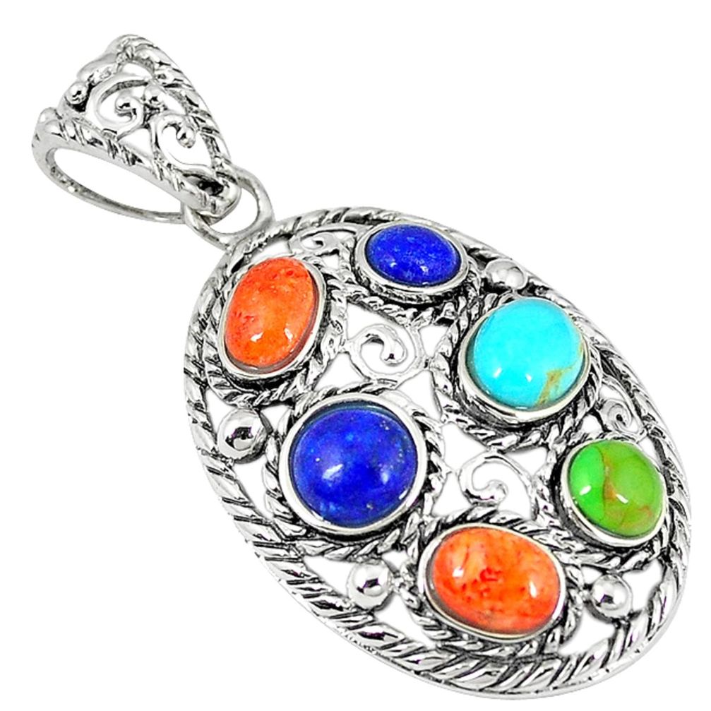 Clearance Sale-Southwestern multi color copper turquoise 925 silver pendant jewelry a54276