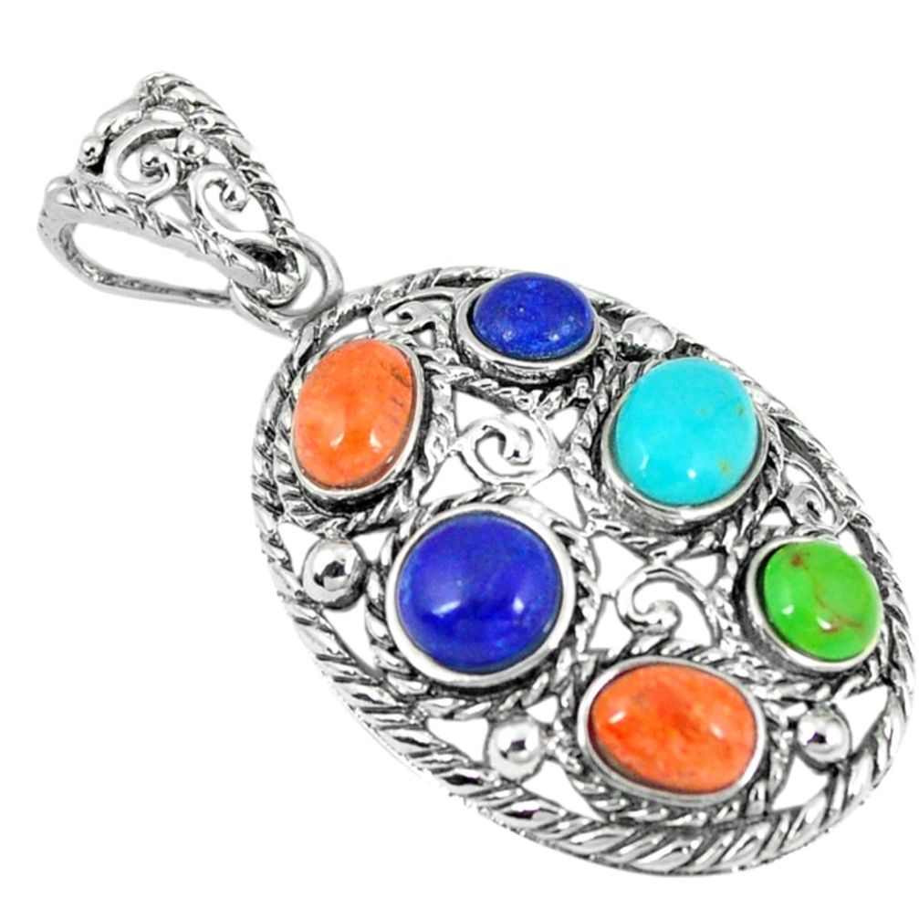 Clearance Sale-Southwestern multi color copper turquoise 925 silver pendant jewelry a54295