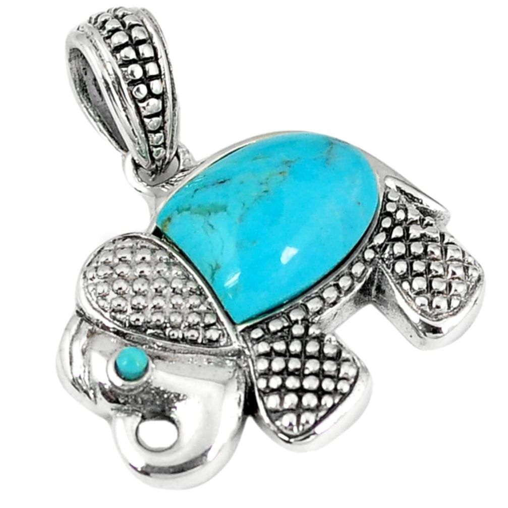Clearance Sale-Southwestern blue copper turquoise 925 silver elephant pendant jewelry a54334