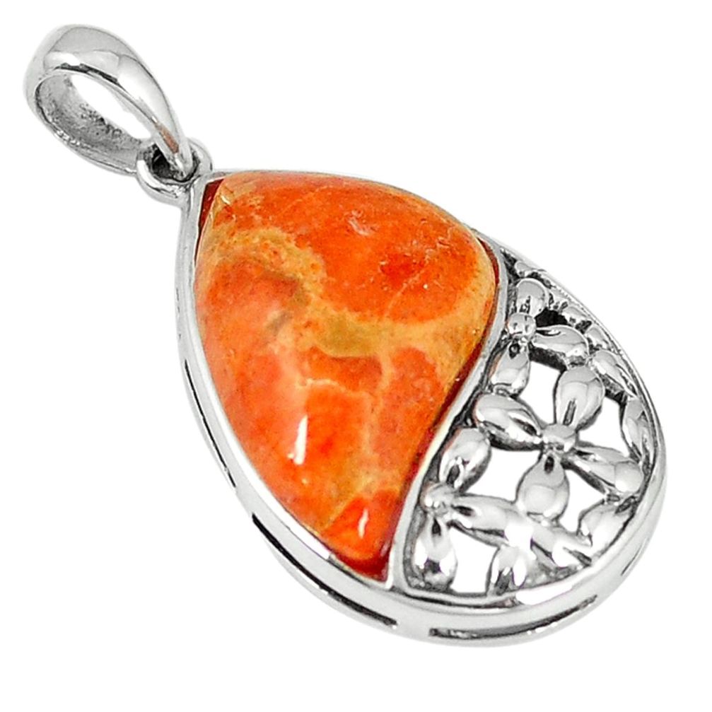 Clearance Sale-925 silver southwestern red copper turquoise fancy pendant jewelry a54357