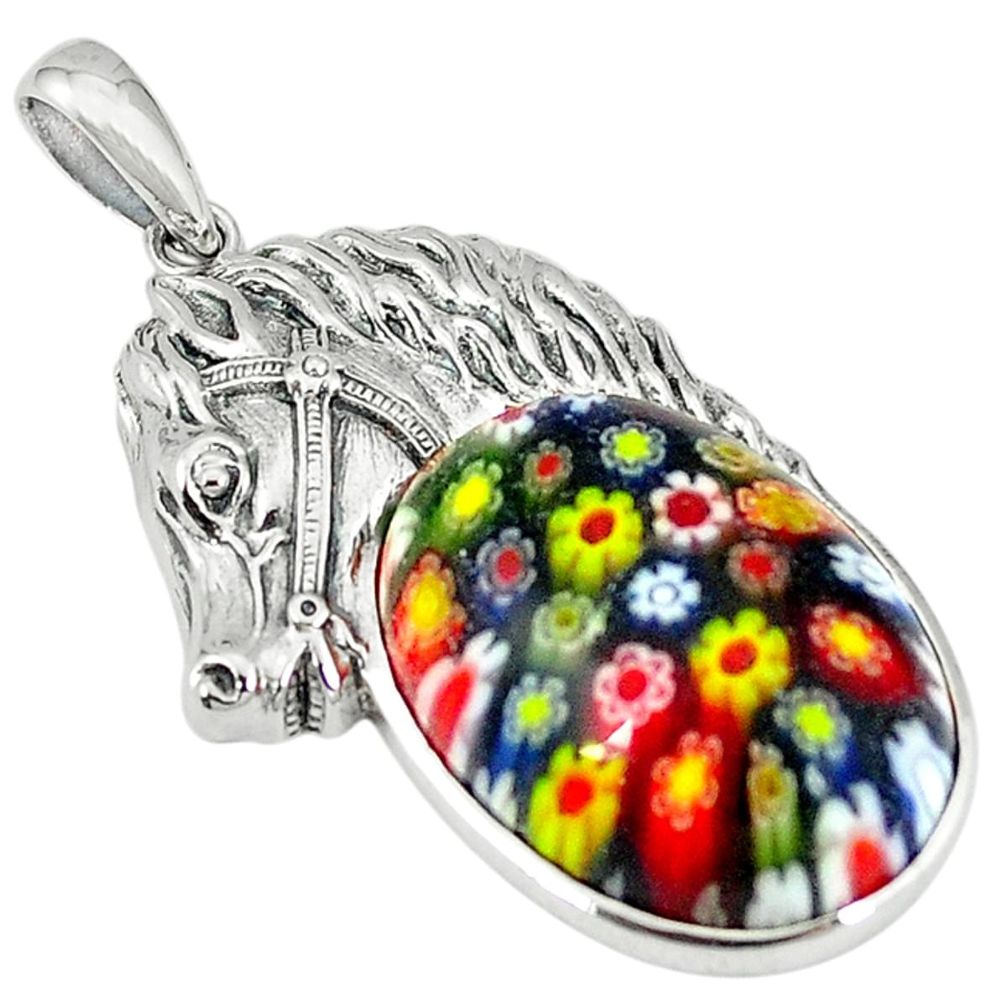 Clearance Sale-Multi color italian murano glass 925 silver horse pendant jewelry a55237