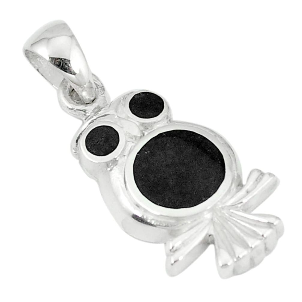 Clearance Sale-Black onyx enamel 925 sterling silver owl pendant jewelry a55583