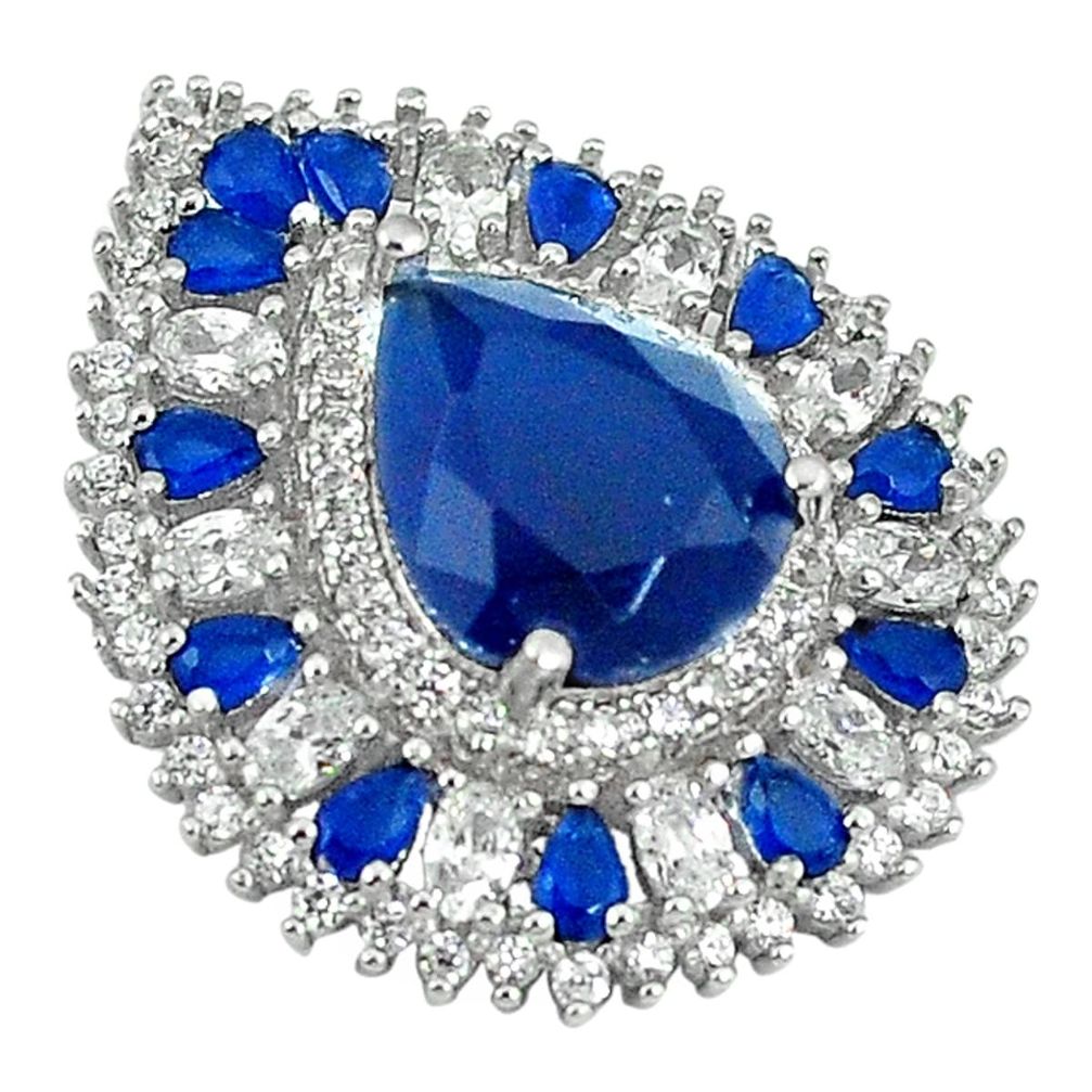 Clearance Sale-Blue sapphire quartz white topaz 925 sterling silver pendant jewelry a55774