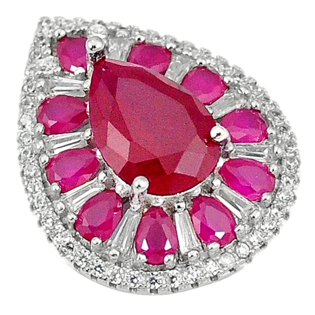 Clearance Sale-Red ruby quartz topaz 925 sterling silver pendant jewelry a55813