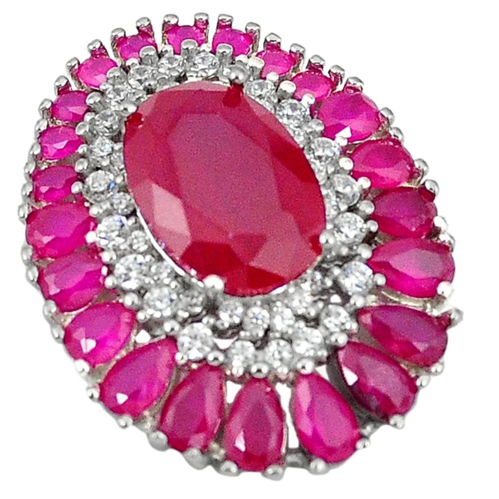 Clearance Sale-Red ruby quartz white topaz 925 sterling silver pendant jewelry a55840
