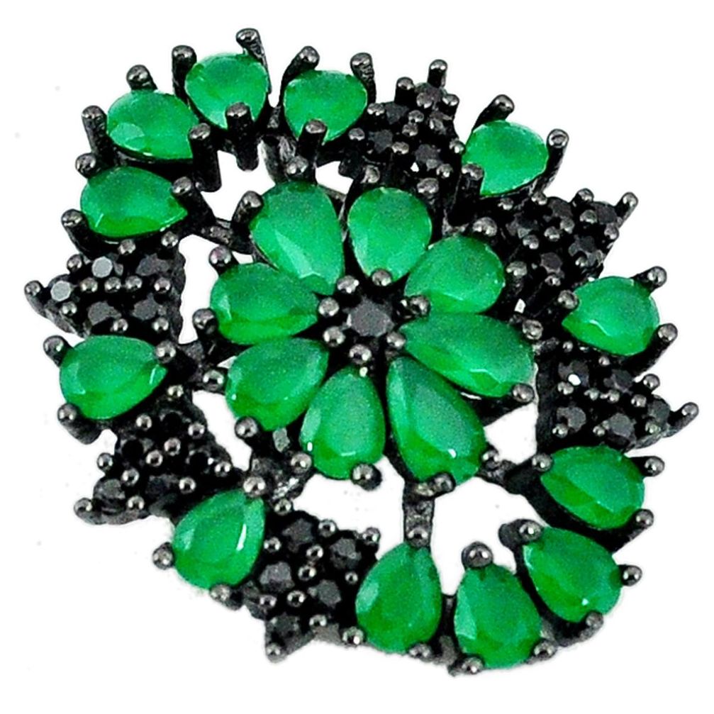 Clearance Sale-Green emerald quartz black rhodium topaz 925 sterling silver pendant a55874