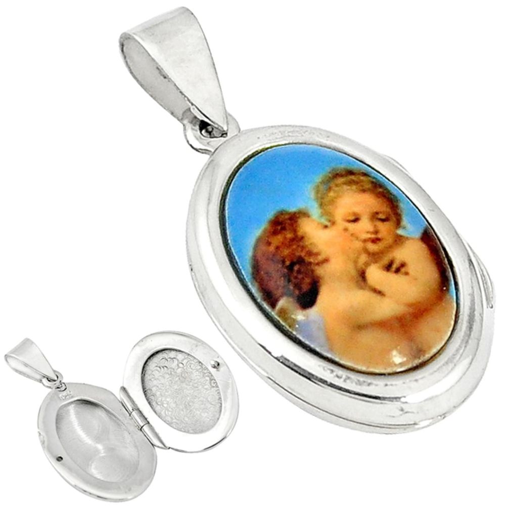 Clearance Sale-Multi color baby love cameo 925 sterling silver poison box pendant a56743