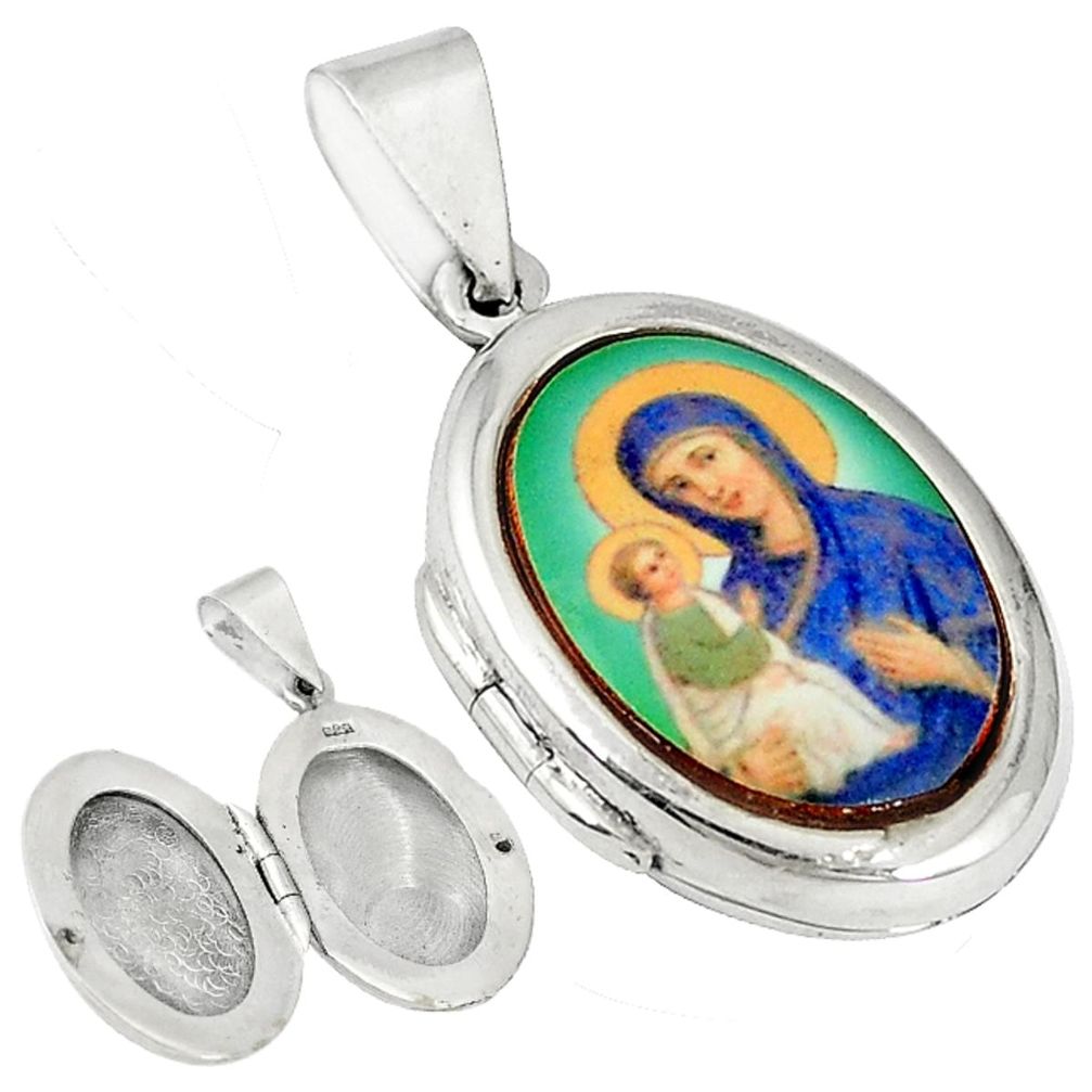 Clearance Sale-Multi color mother baby love cameo 925 silver poison box pendant a56748
