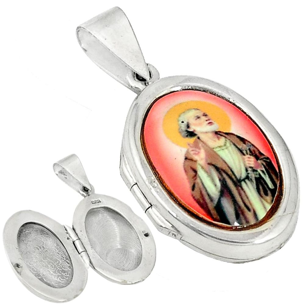 Clearance Sale-Multi color jesus cameo oval 925 sterling silver poison box pendant a56750