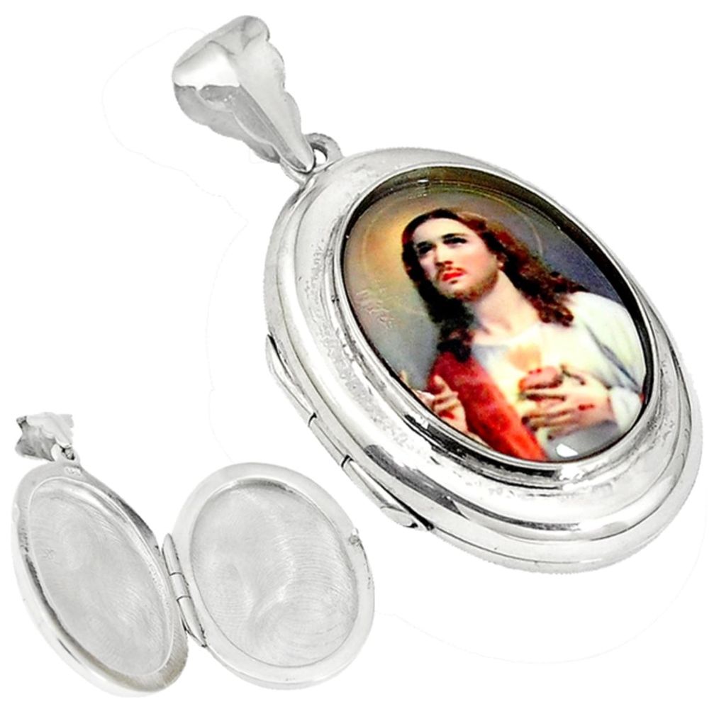 Clearance Sale-925 silver multi color jesus cameo oval cameo poison box pendant a56753