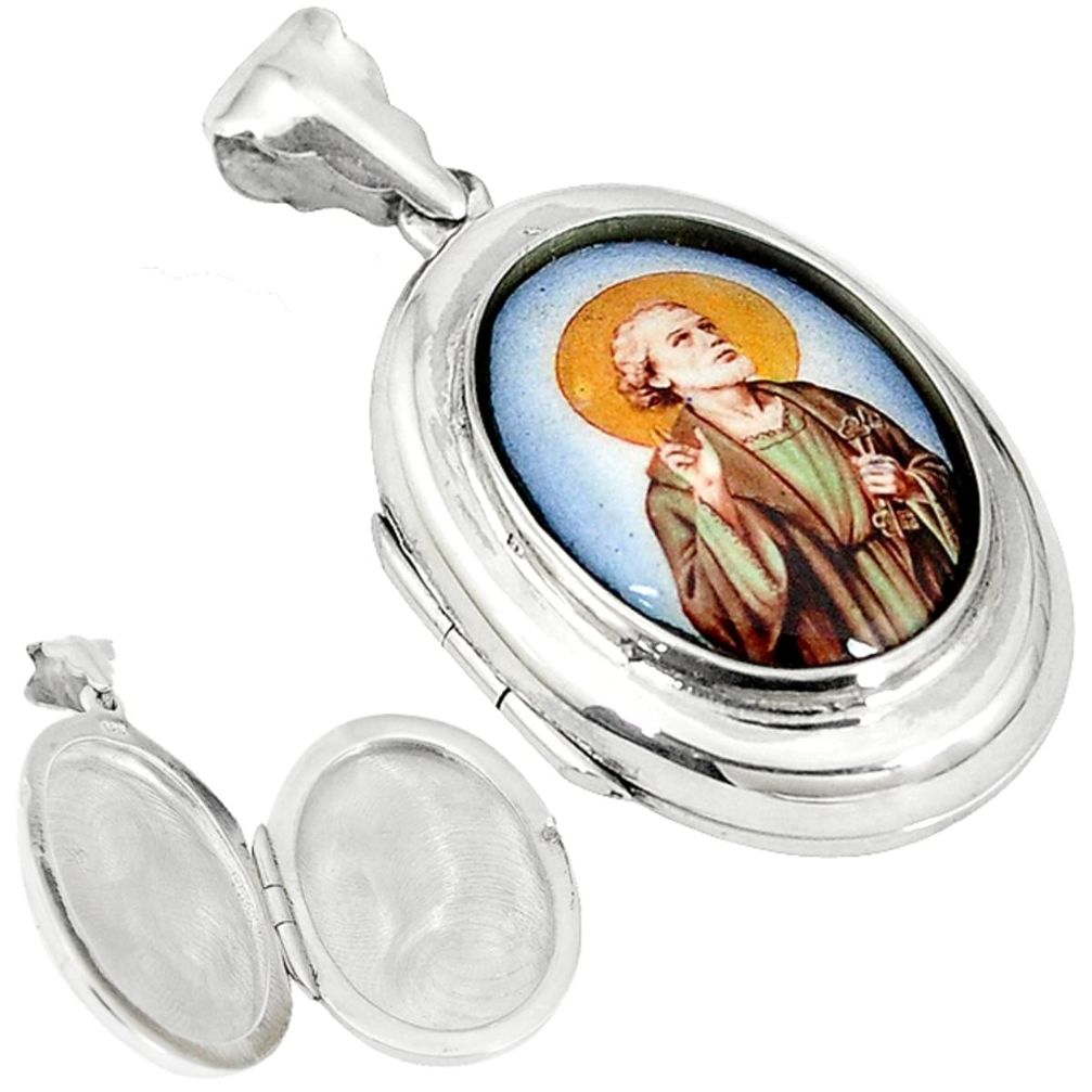 Clearance Sale-Multi color jesus cameo 925 silver poison box pendant jewelry a56754