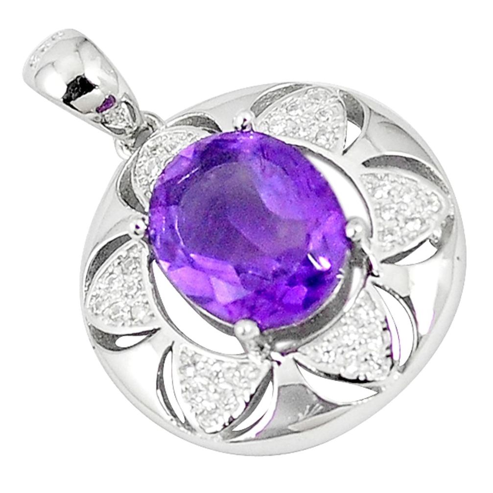 Clearance Sale-Natural purple amethyst topaz 925 sterling silver pendant jewelry a56807