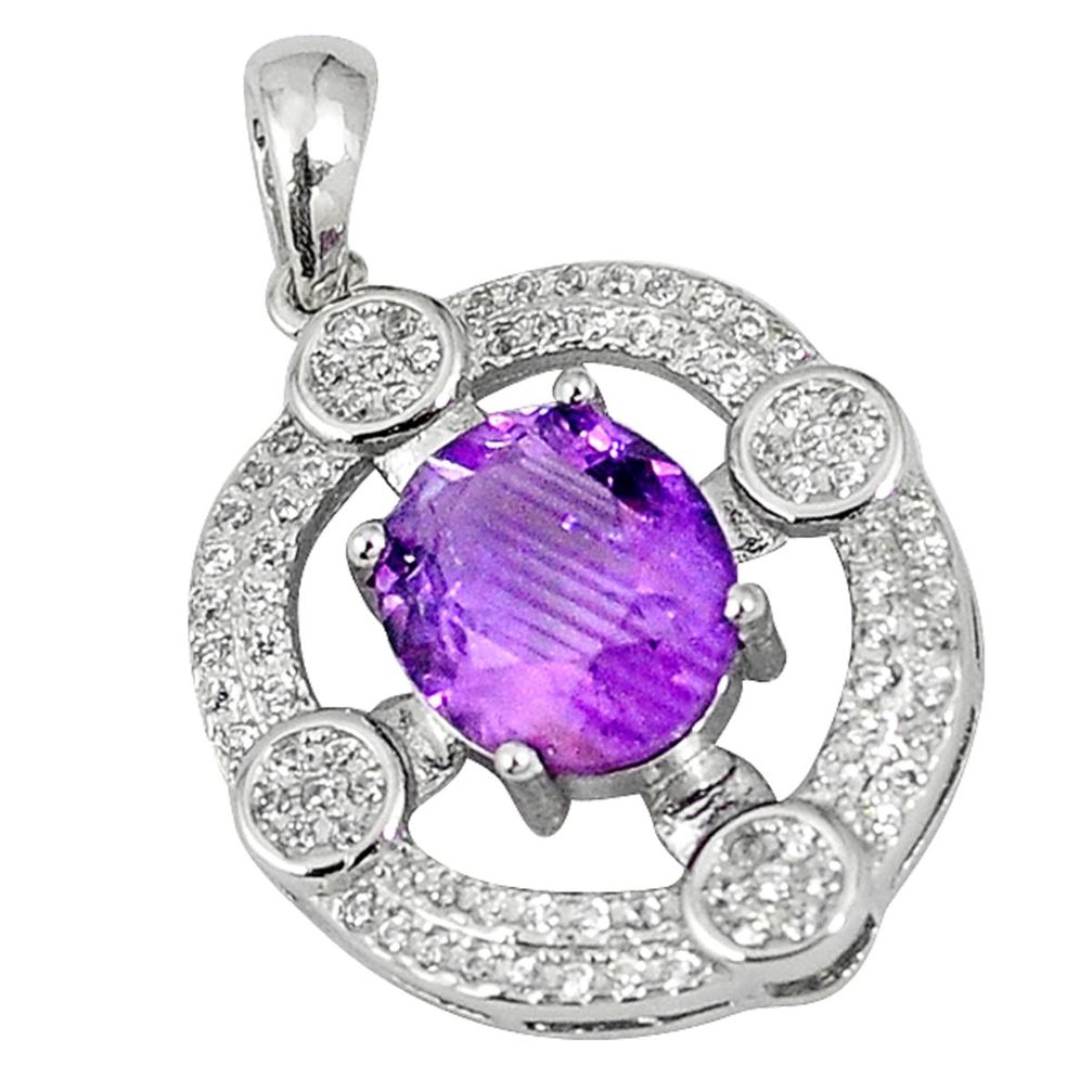 Clearance Sale-Natural purple amethyst topaz 925 sterling silver pendant jewelry a56810