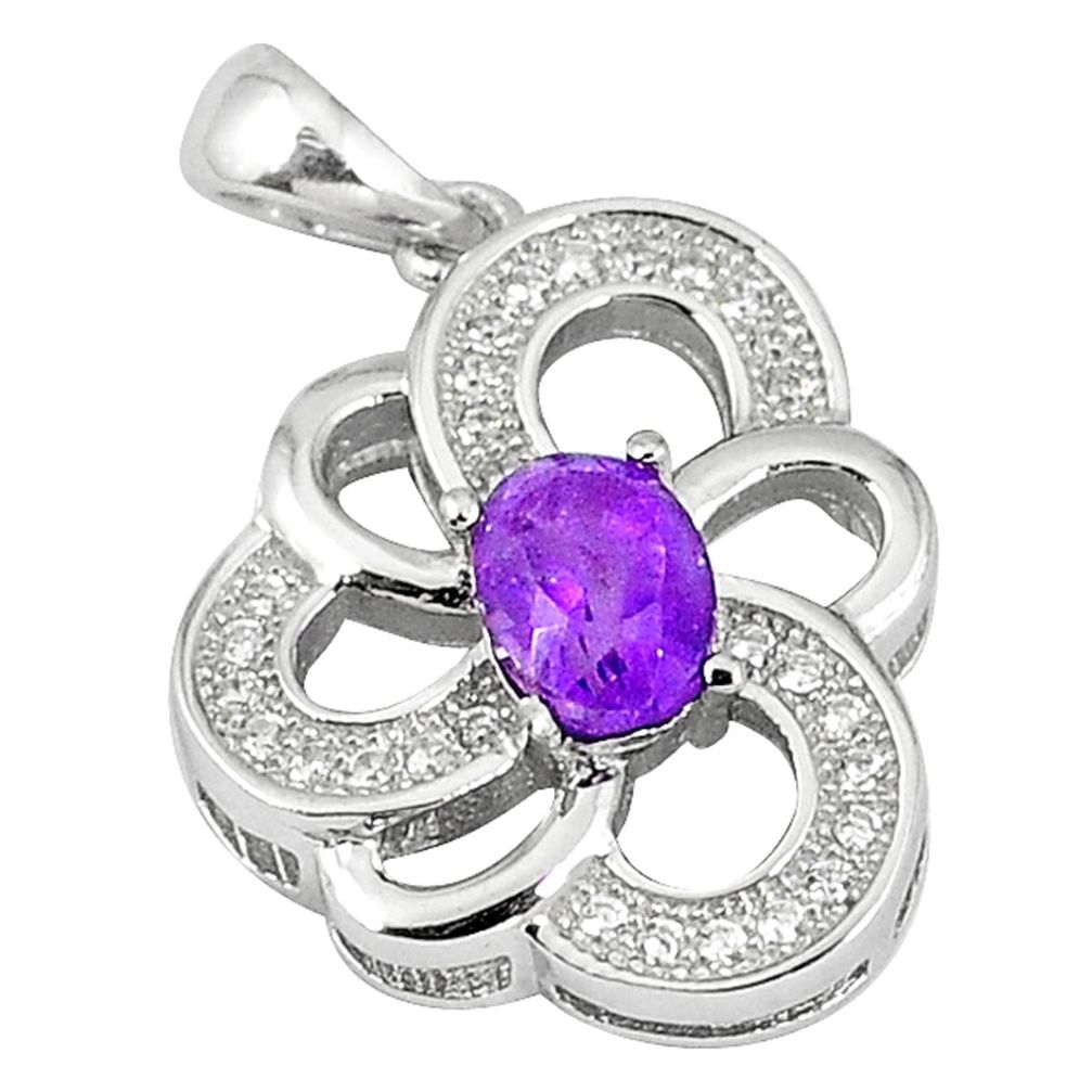 Clearance Sale-Natural purple amethyst topaz 925 sterling silver pendant jewelry a56812