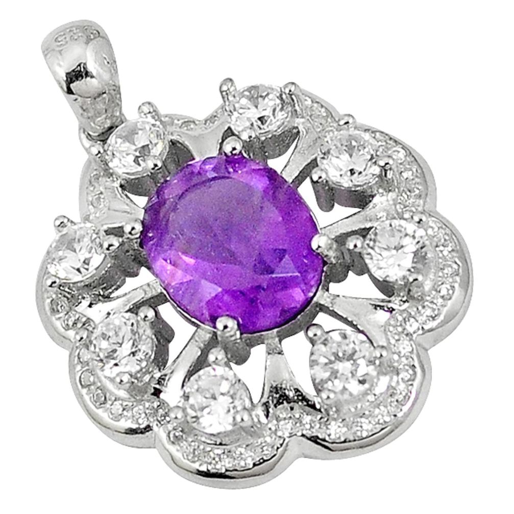 Clearance Sale-Natural purple amethyst topaz 925 sterling silver pendant jewelry a56817