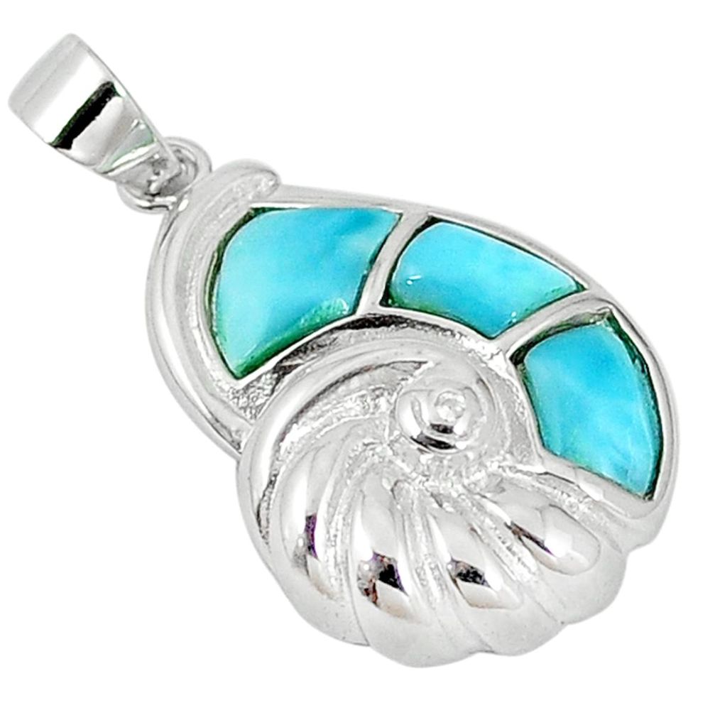 Natural blue larimar topaz 925 sterling silver pendant jewelry a56850