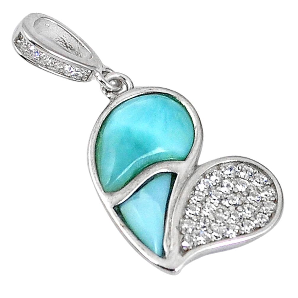 Clearance Sale-925 sterling silver natural blue larimar topaz heart pendant jewelry a56900