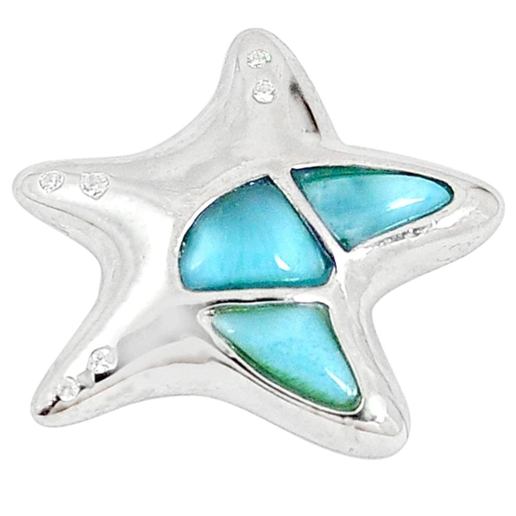 Clearance Sale-Natural blue larimar topaz 925 sterling silver star fish pendant a57038