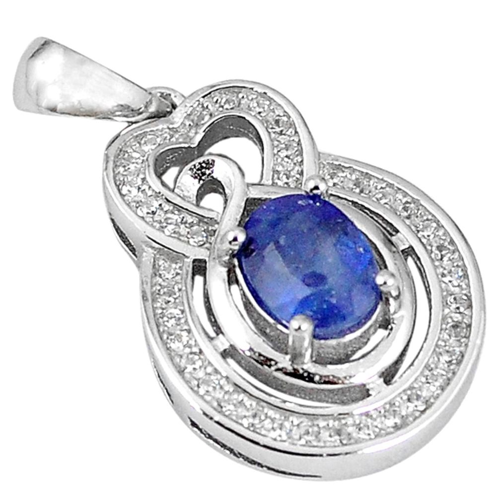 Clearance Sale-Natural blue sapphire topaz 925 sterling silver pendant jewelry a57162