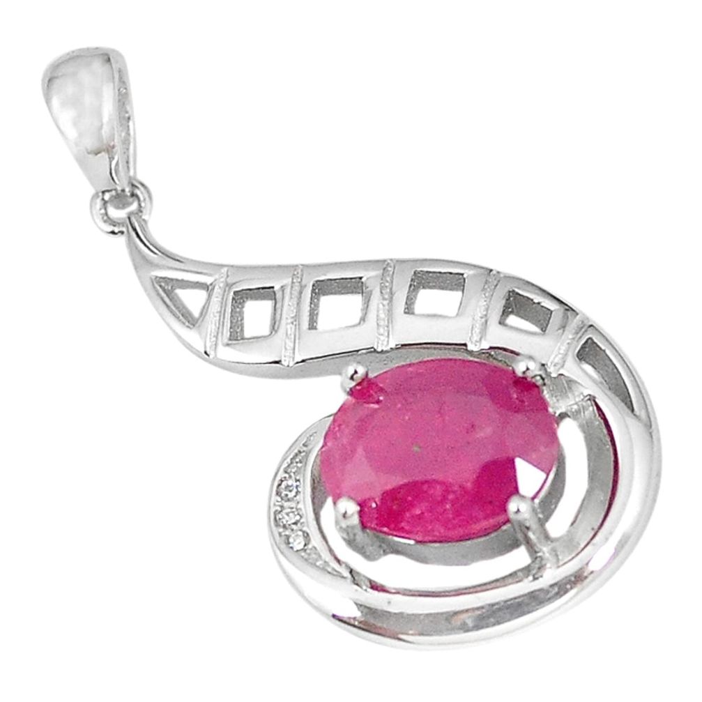 Clearance Sale-Natural red ruby white topaz 925 sterling silver pendant jewelry a57175