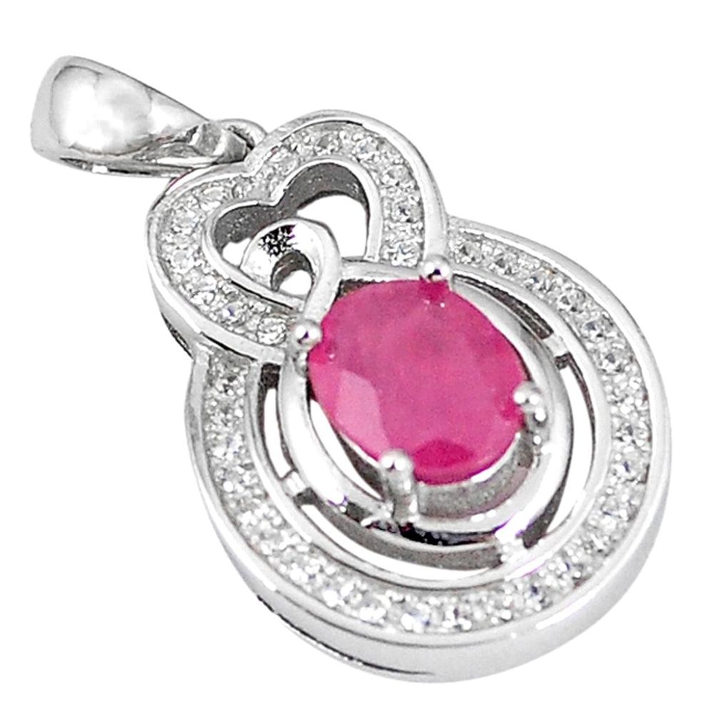 Clearance Sale-925 sterling silver natural red ruby white topaz pendant jewelry a57176