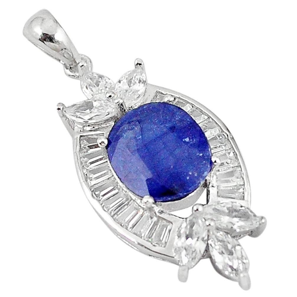 Natural blue sapphire topaz 925 sterling silver pendant jewelry a57446