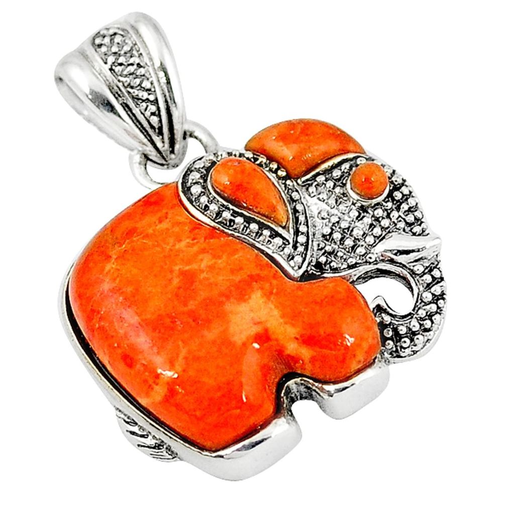 Clearance Sale-Southwestern red copper turquoise 925 silver elephant pendant jewelry a58327