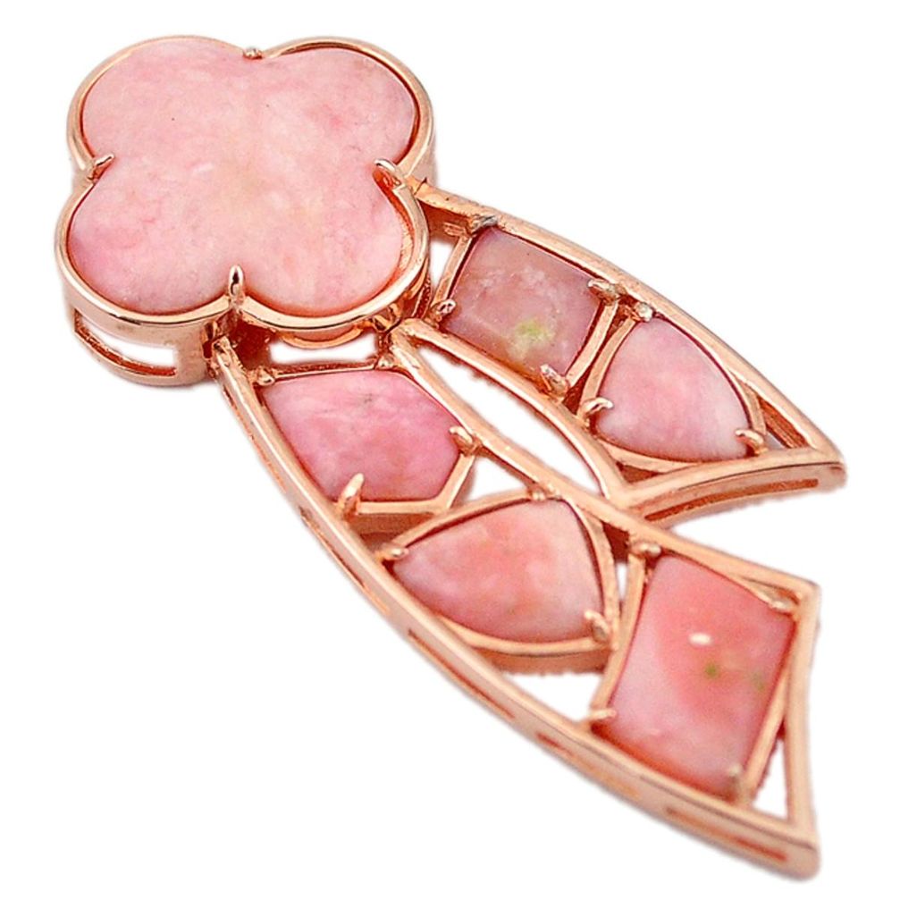 Natural pink opal 925 sterling silver 14k rose gold pendant jewelry a59142
