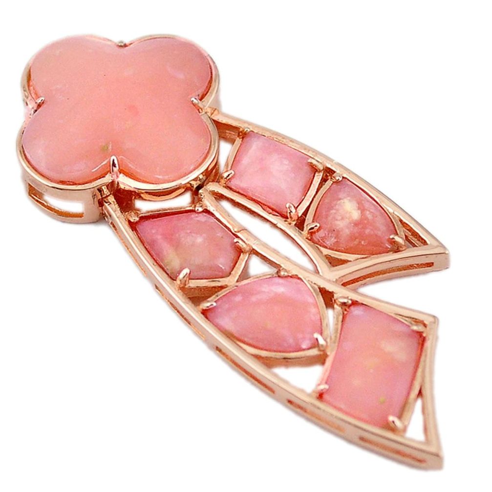 Natural pink opal 925 sterling silver 14k rose gold pendant jewelry a59145