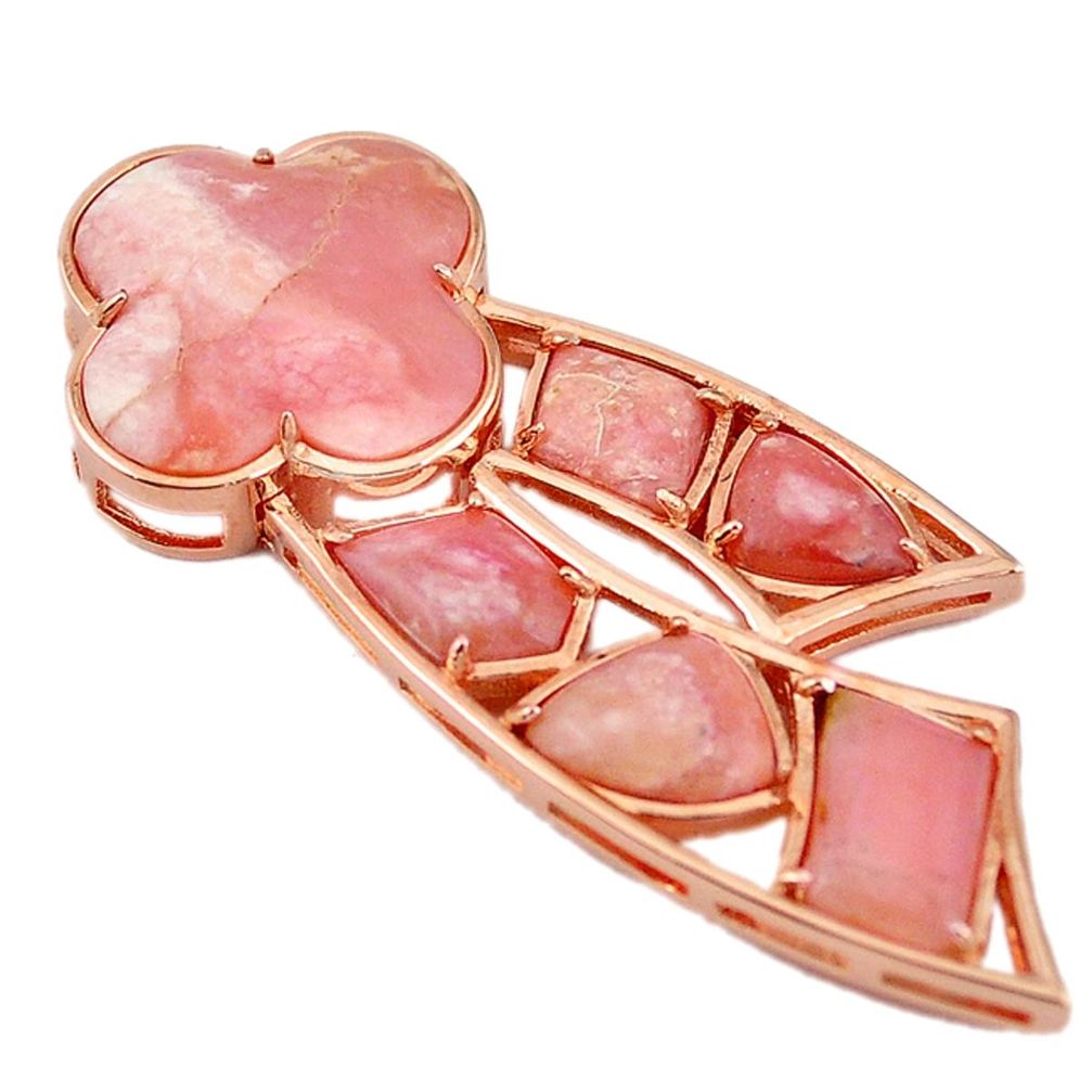Natural pink opal 925 sterling silver 14k rose gold pendant jewelry a59146