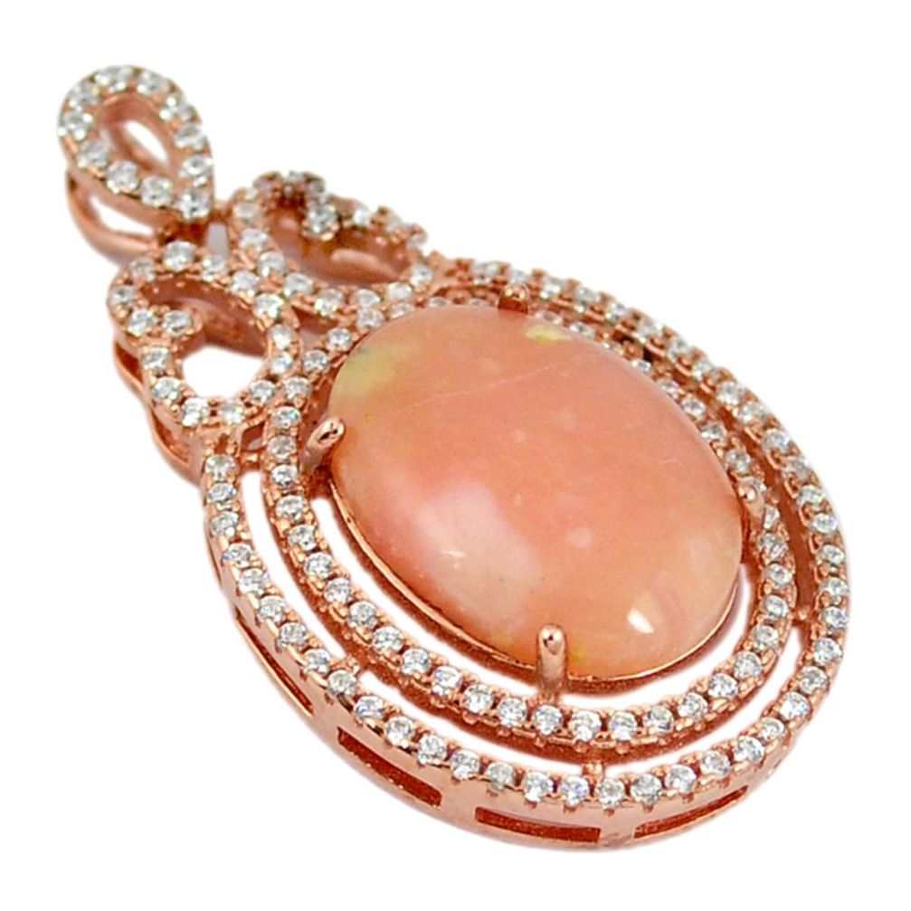 Natural pink opal topaz 925 sterling silver 14k rose gold pendant jewelry a59152