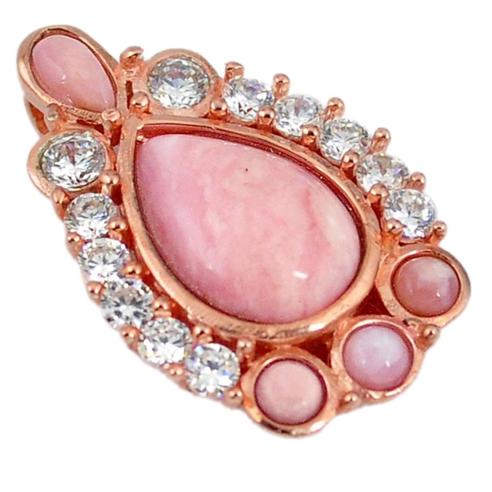 Natural pink opal topaz 925 sterling silver 14k rose gold pendant jewelry a59159