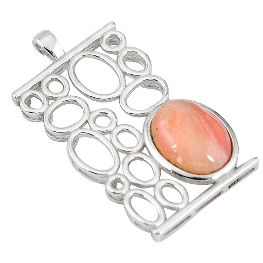 925 sterling silver natural pink opal oval shape pendant jewelry a59213