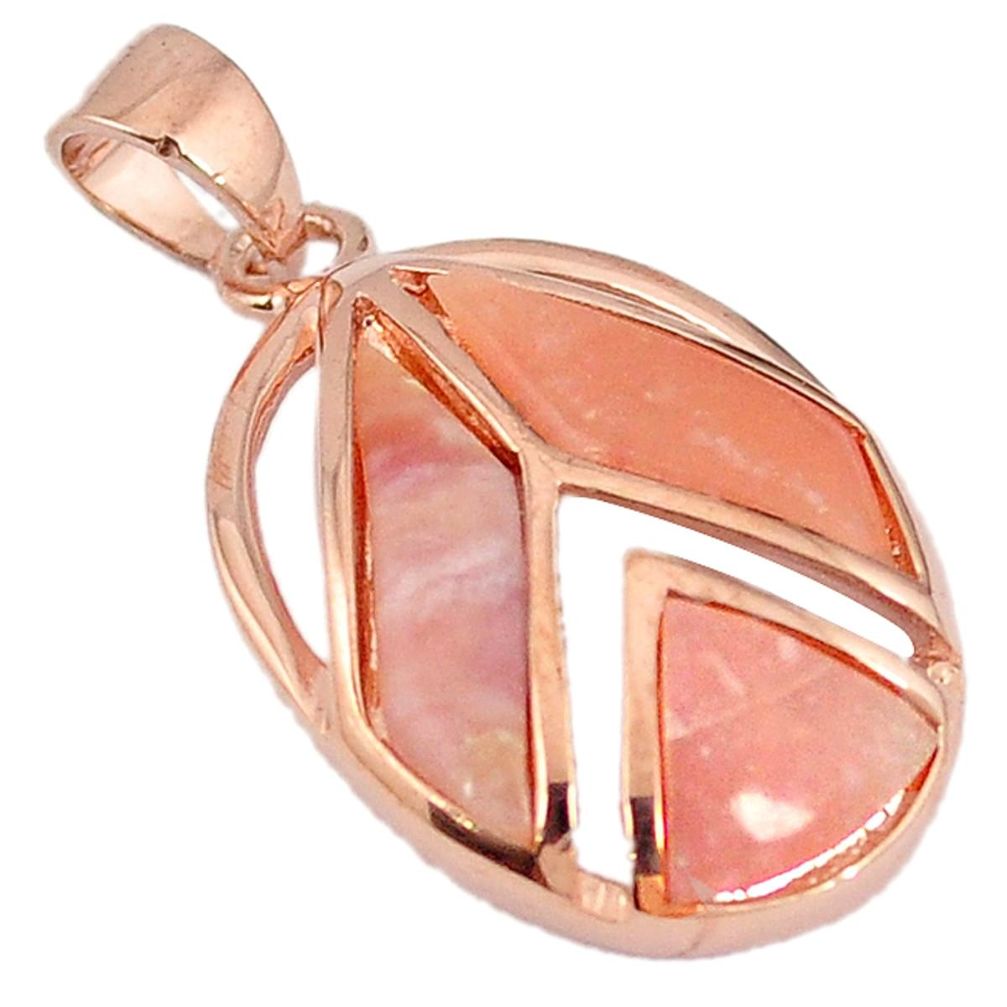 Natural pink opal 925 sterling silver 14k rose gold pendant jewelry a59273